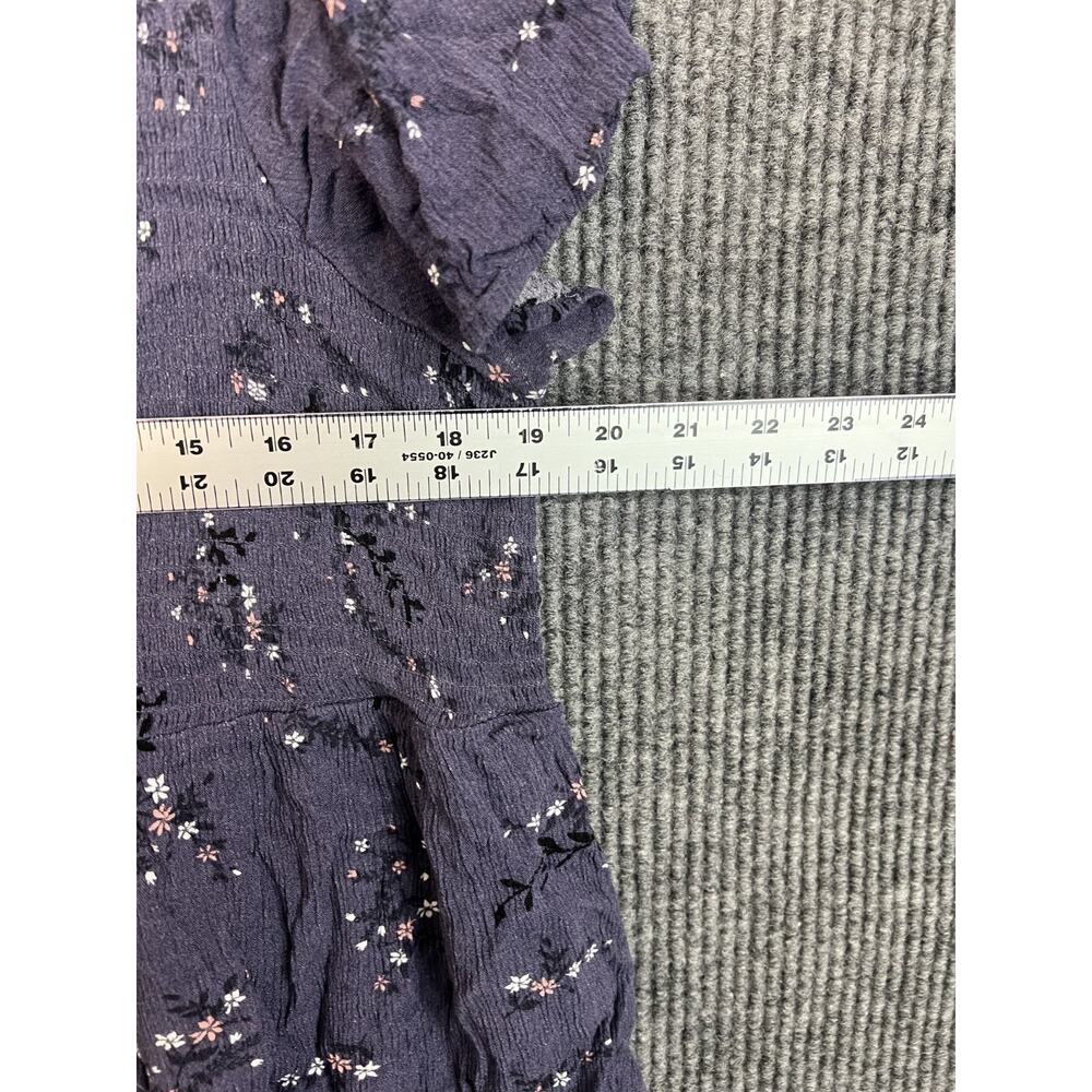 Torrid Blouse Womens Plus 3X Purple Floral Crinkle Smocked Bohemian Short Sleeve - Picture 7 of 11